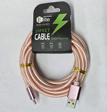 Load image into Gallery viewer, ELITE USB TYPE A TO LIGHTNING 10 FT CABBLE
