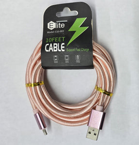 ELITE USB TYPE A TO LIGHTNING 10 FT CABBLE