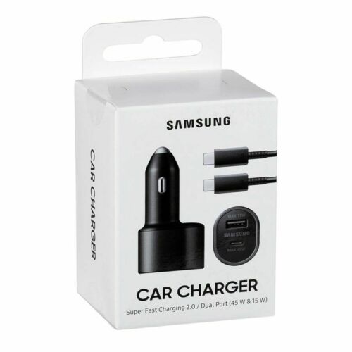 samsung cigarette charger Fast Charge Dual-Port Car With USB-C and Micro USB Cables Included charging conditions HOT ! Auto Charger 45w
